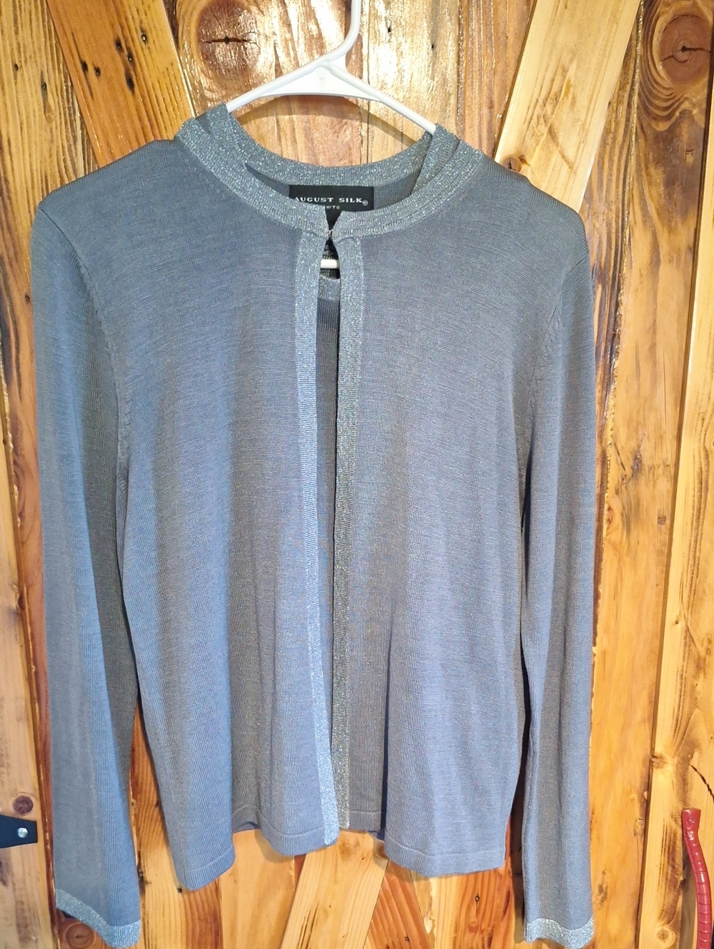 August Silk Medium Cardigan/Tank Top Set, Gray, Silk